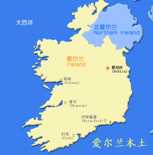 爱尔兰地图 爱尔兰旅游地图
