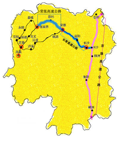 湖南省自驾车旅游路线图