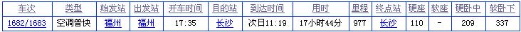 福州到张家界火车时刻