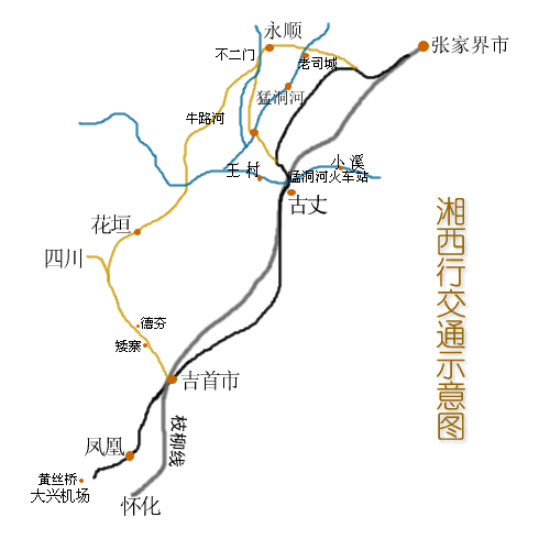 凤凰古城交通地图