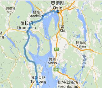 奥斯陆 Oslo-滕斯贝格 Toensberg自驾游路线