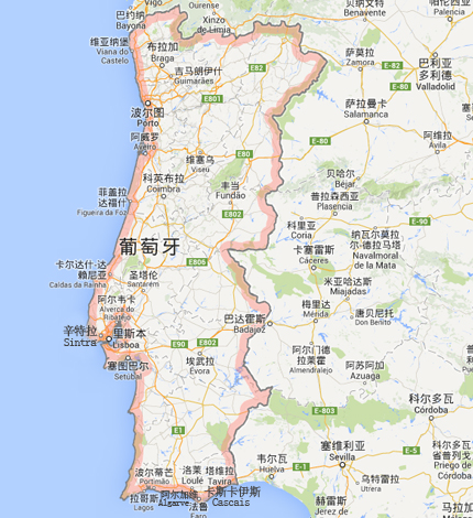葡萄牙地图 葡萄牙旅游地图