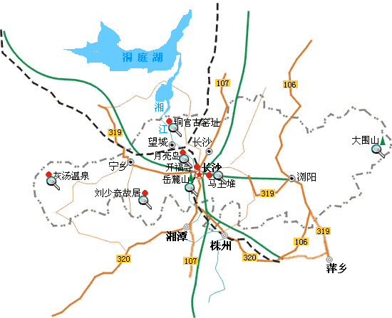 长沙景区分布图,长沙旅游地图,长沙旅游地图攻略
