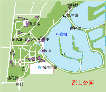 烈士公园导游图,长沙旅游地图,长沙旅游地图攻略