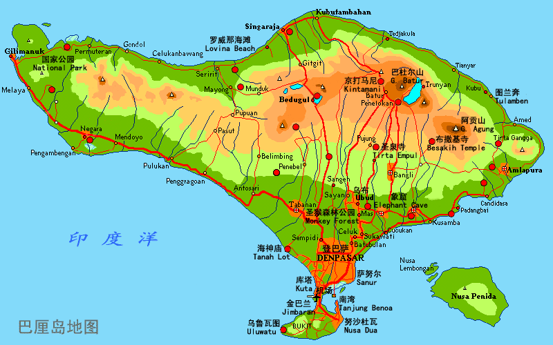 巴厘岛地图图片